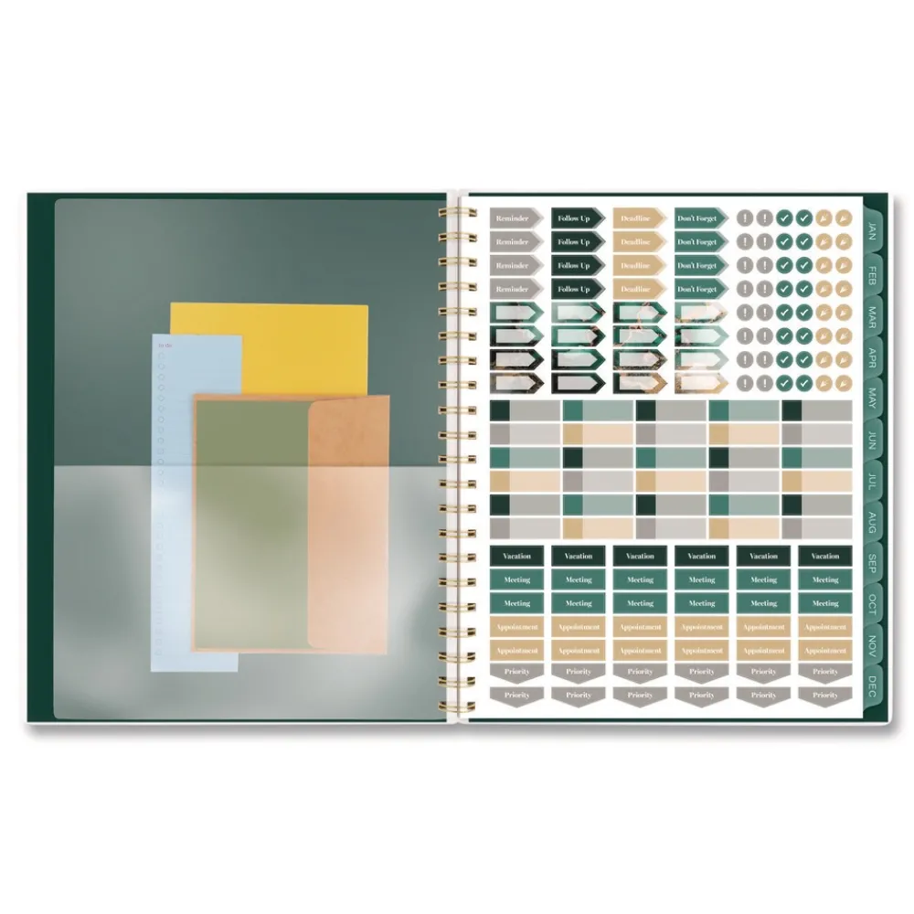 Sale 11 in. x 8.5 in. 12-Month (Jan-Dec 2026) Emerald Isle Weekly/Monthly Planner - Green Marbled Cover Paper & Printables