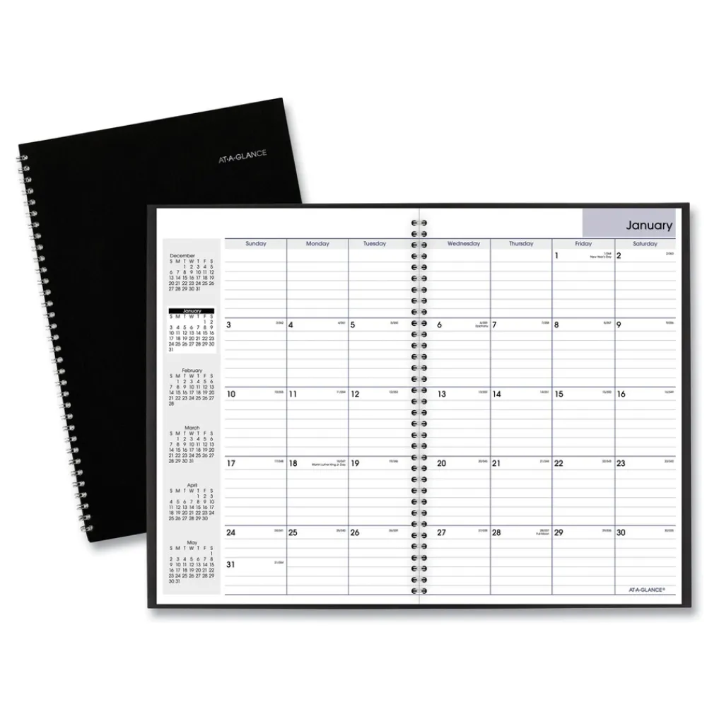 New 12 in. x 8 in. 14-Month (Dec 2025-Jan 2027) DayMinder Monthly Planner - Black Cover Calendars & Planners