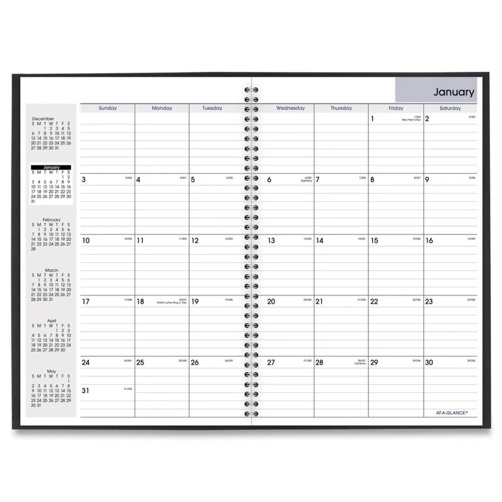 New 12 in. x 8 in. 14-Month (Dec 2025-Jan 2027) DayMinder Monthly Planner - Black Cover Calendars & Planners