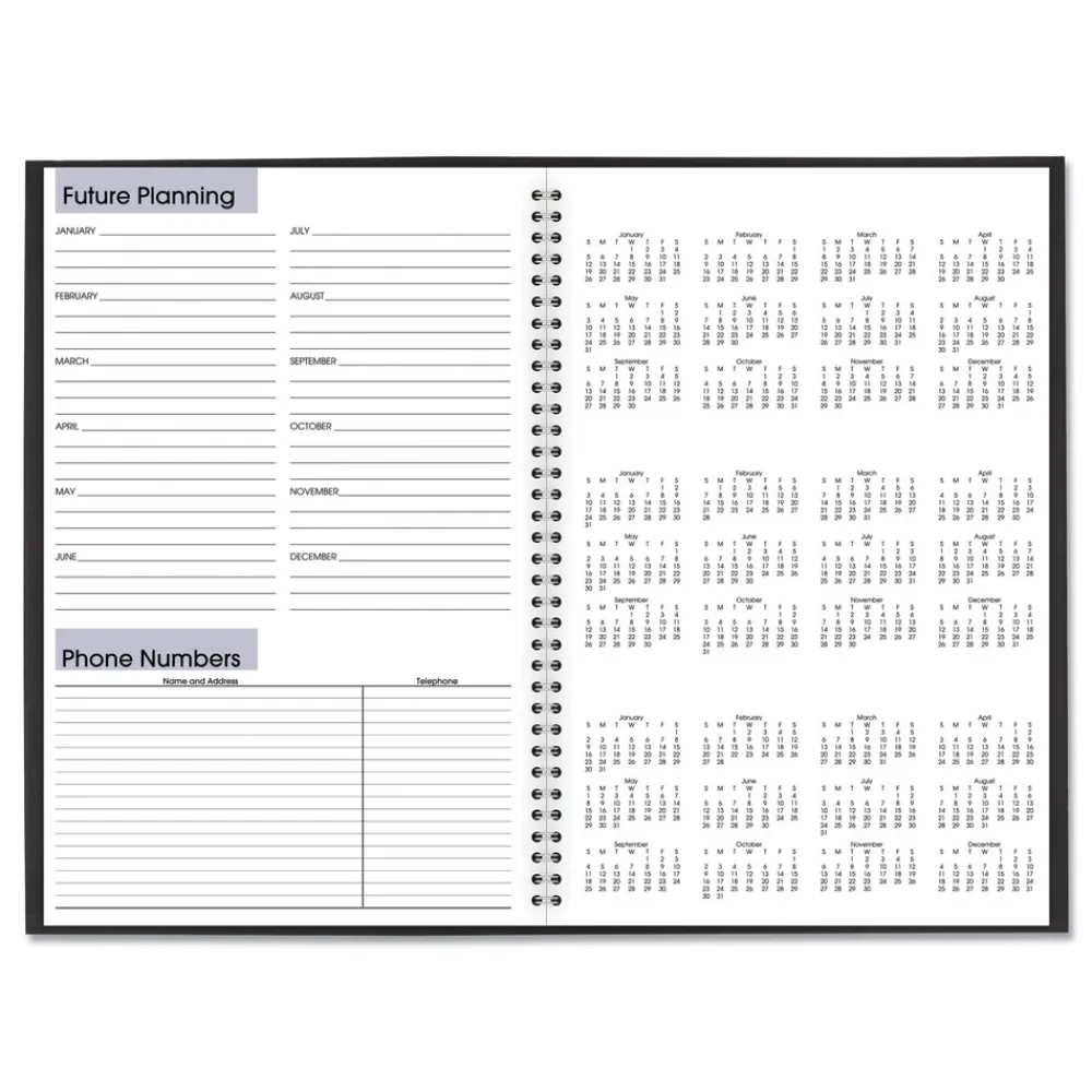 New 12 in. x 8 in. 14-Month (Dec 2025-Jan 2027) DayMinder Monthly Planner - Black Cover Calendars & Planners