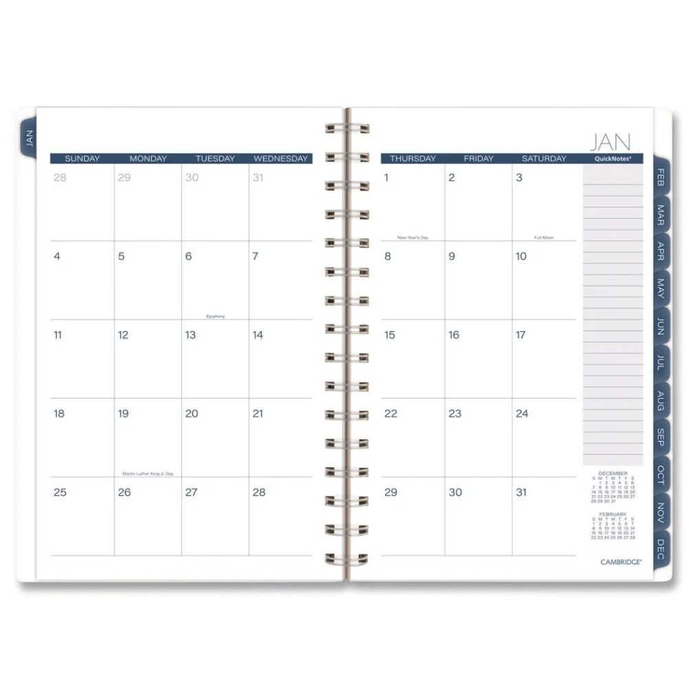 8.5 in. x 5.5 in. 12-Month (Jan-Dec 2026) Abyss Weekly/Monthly Planner - Blue Cover Calendars & Planners