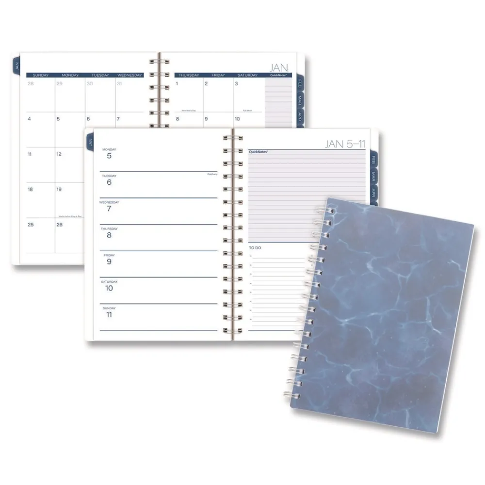 8.5 in. x 5.5 in. 12-Month (Jan-Dec 2026) Abyss Weekly/Monthly Planner - Blue Cover Calendars & Planners