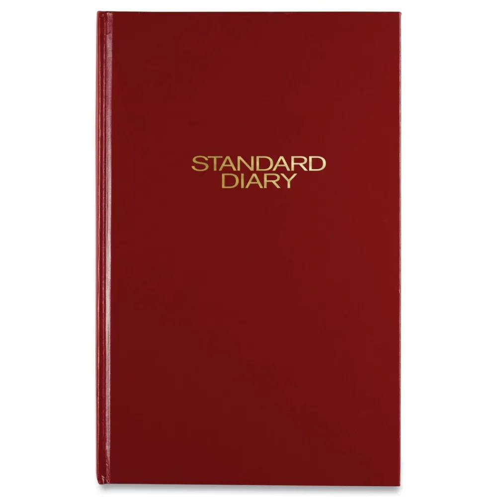 Clearance 12 in. x 7.75 in. Standard 2026 Edition Wide/Legal Rule Daily Diary - Red Cover Paper & Printables