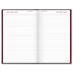 Clearance 12 in. x 7.75 in. Standard 2026 Edition Wide/Legal Rule Daily Diary - Red Cover Paper & Printables