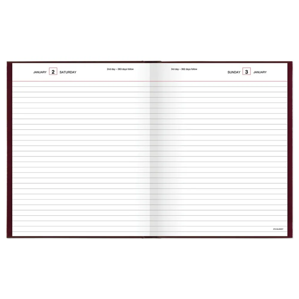 Outlet 9.5 in. x 7.5 in. Standard 2026 Edition Medium/College Rule Daily Diary - Red Cover Paper & Printables