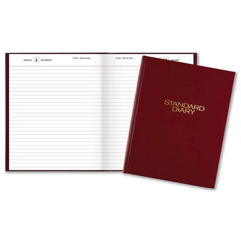 Outlet 9.5 in. x 7.5 in. Standard 2026 Edition Medium/College Rule Daily Diary - Red Cover Paper & Printables