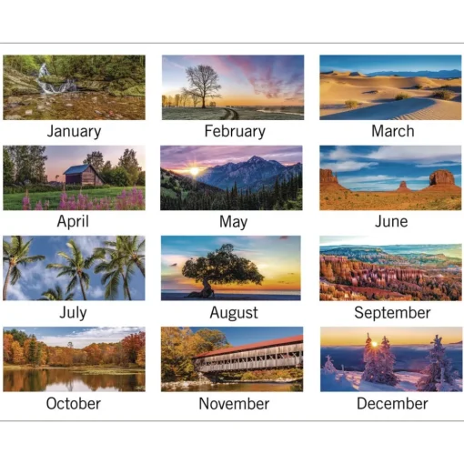 Discount 14-Month: Dec 2025 to Jan 2027 Three-Month 12 in. x 27 in. Scenic Landscape Photography Wall Calendar - White Sheets Calendars & Planners
