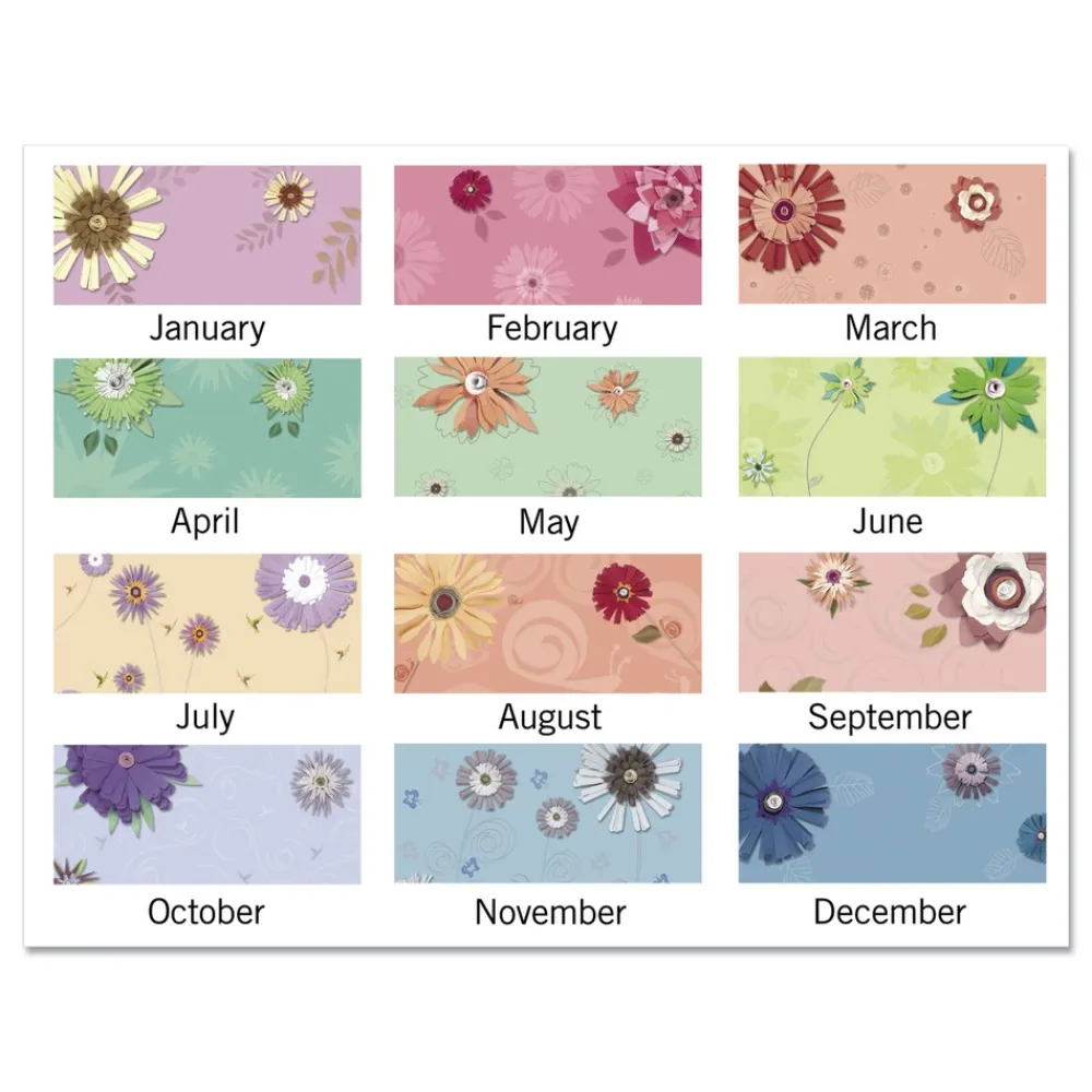 Discount 12-Month (Jan to Dec): 2026 22 in. x 17 in. Floral Artwork Paper Flowers Desk Pad - Black Binding/Clear Corners Paper & Printables