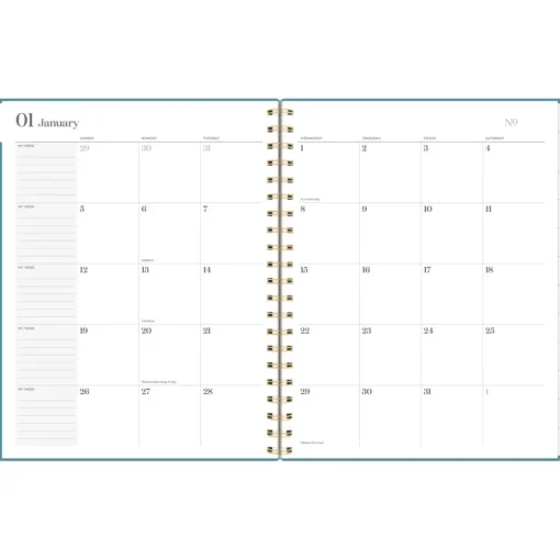 Best Workstyle 11 in. x 9.38 in. 12-Month (Jan to Dec) 2025 Geometric Artwork Weekly/Monthly Planner - Blue/Gold Cover Calendars & Planners