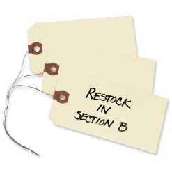 Hot 12606 5.25 in. x 2.63 in. 11.5 pt Stock Double Wired Shipping Tags - Manila (1000/Box) Binders & Binding Supplies