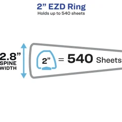 New 3 EZD Rings 2 in. Capacity 11 in. x 8.5 in. Durable View Binder with DuraHinge - White (12/Carton) Binders & Binding Supplies