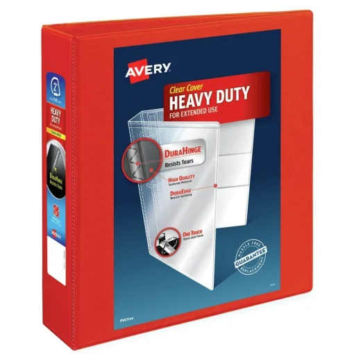 11 in. x 8.5 in. DuraHinge 3-Ring Heavy-Duty View Binder with 2 in. Capacity - Red (6/Carton) Binders & Binding Supplies