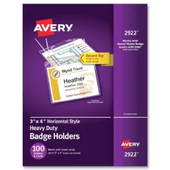 Discount 4 in. x 3 in. Horizontal Secure Top Hanging-Style Badge Holders - Clear (100/Box) Labels & Label Makers