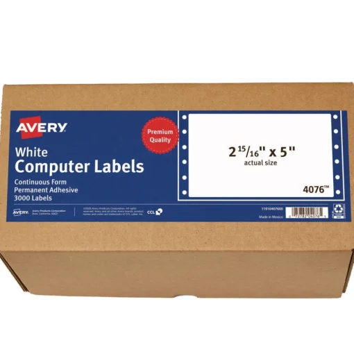 Online 2.94 in. x 5 in. Pin-Fed/Dot Matrix Printer Mailing Labels - White (3000/Box) Labels & Label Makers
