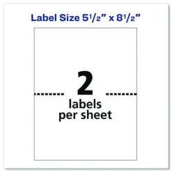 Outlet 5.5 in. x 8.5 in. Shipping Labels-Bulk Packs for Inkjet/Laser Printers - White (2/Sheet, 250 Sheets/Box) Labels & Label Makers