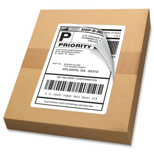 Online 5.5 in. x 8.5 in. Shipping Labels with TrueBlock Technology for Laser Printers - White (2/Sheet, 250 Sheets/Box) Labels & Label Makers