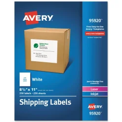 Sale 8.5 in. x 11 in. Shipping Labels-Bulk Packs for Inkjet/Laser Printers - White (250/Box) Labels & Label Makers