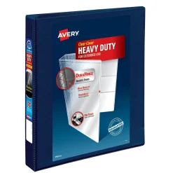 3 One Touch EZD Rings 1 in. Capacity 11 in. x 8.5 in. Heavy-Duty View Binder with DuraHinge - Navy Blue (12/Carton) Binders & Binding Supplies
