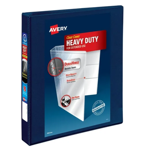 3 One Touch EZD Rings 1 in. Capacity 11 in. x 8.5 in. Heavy-Duty View Binder with DuraHinge - Navy Blue (12/Carton) Binders & Binding Supplies