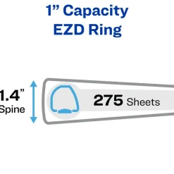 3 One Touch EZD Rings 1 in. Capacity 11 in. x 8.5 in. Heavy-Duty View Binder with DuraHinge - Navy Blue (12/Carton) Binders & Binding Supplies