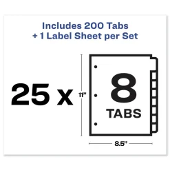 Online Index Maker 11 in. x 8.5 in. 8-Tab Traditional Color Print and Apply Clear Label Dividers - Assorted (25/Box) Binders & Binding Supplies