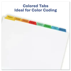Online Index Maker 11 in. x 8.5 in. 8-Tab Traditional Color Print and Apply Clear Label Dividers - Assorted (25/Box) Binders & Binding Supplies