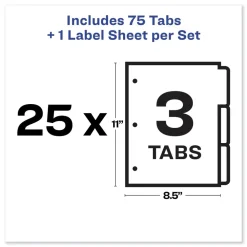 Sale Index Maker 11 in. x 8.5 in. 3-Tab Print and Apply Clear Label Dividers - White (25/Box) Binders & Binding Supplies