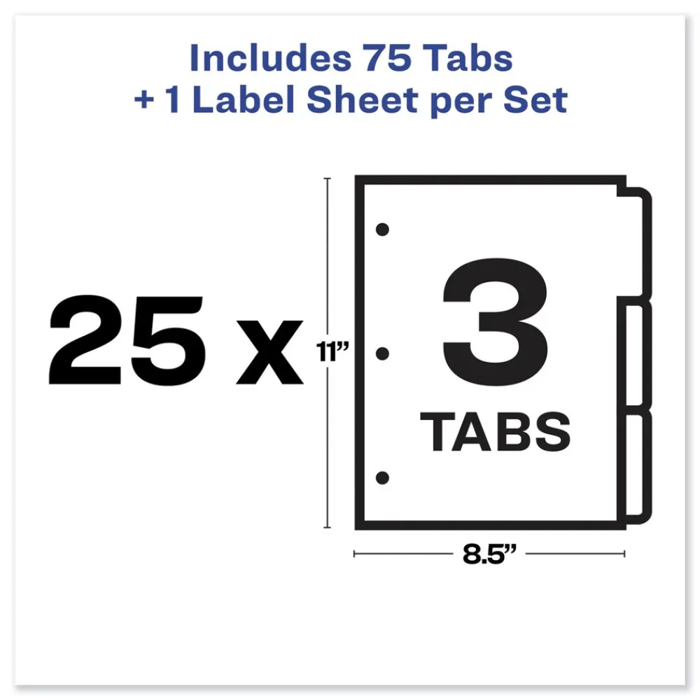 Sale Index Maker 11 in. x 8.5 in. 3-Tab Print and Apply Clear Label Dividers - White (25/Box) Binders & Binding Supplies