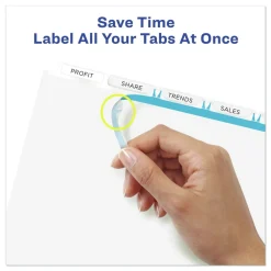 New Index Maker 11 in. x 8.5 in. 5-Tab Print and Apply Clear Label Dividers - White (25/Box) Binders & Binding Supplies