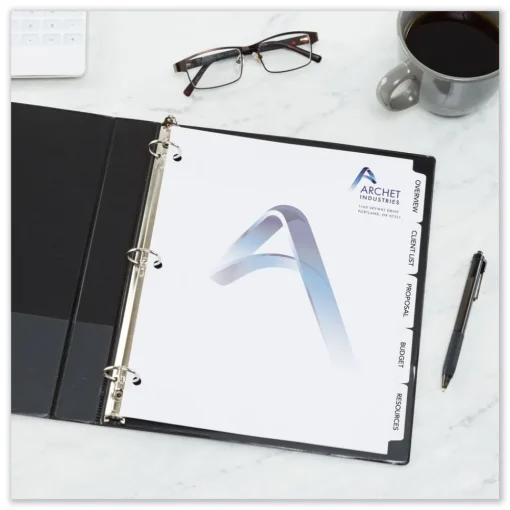 Clearance Print-On 11 in. x 8.5 in. 5-Tab 3-Hole Customizable Punched Dividers - White (125/Pack) Binders & Binding Supplies