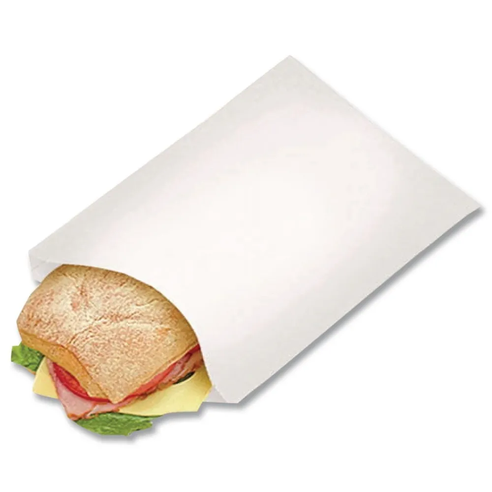 New 6 in. x 6.5 in. Grease-Resistant Single-Serve Bags - White (2000/Carton) Tabletop And Serveware