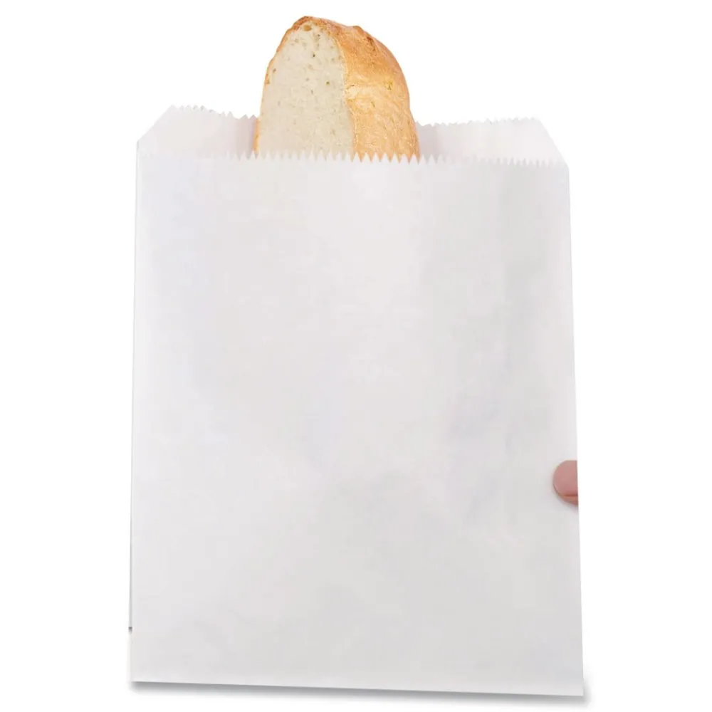 New 6 in. x 6.5 in. Grease-Resistant Single-Serve Bags - White (2000/Carton) Tabletop And Serveware