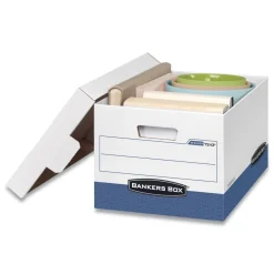 Best 12.75 in. x 16.5 in. x 10.38 in. R-KIVE Heavy-Duty Letter/Legal Storage Boxes - White (20/Carton) Desk Accessories & Office Organizers