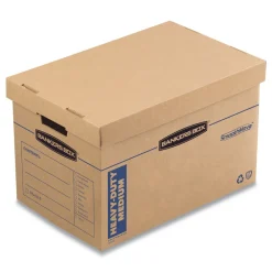 Best SmoothMove 12.25 in. x 18.5 in. x 12 in. Maximum Strength Moving/Storage Boxes - Medium, Brown/Blue (8/Carton) Desk Accessories & Office Organizers