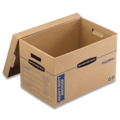 Best SmoothMove 12.25 in. x 18.5 in. x 12 in. Maximum Strength Moving/Storage Boxes - Medium, Brown/Blue (8/Carton) Desk Accessories & Office Organizers