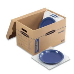 Best SmoothMove 12.25 in. x 18.5 in. x 12 in. Maximum Strength Moving/Storage Boxes - Medium, Brown/Blue (8/Carton) Desk Accessories & Office Organizers