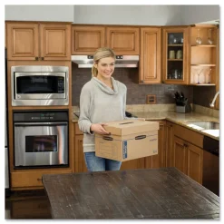 Best SmoothMove 12.25 in. x 18.5 in. x 12 in. Maximum Strength Moving/Storage Boxes - Medium, Brown/Blue (8/Carton) Desk Accessories & Office Organizers