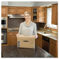 Best SmoothMove 12.25 in. x 18.5 in. x 12 in. Maximum Strength Moving/Storage Boxes - Medium, Brown/Blue (8/Carton) Desk Accessories & Office Organizers