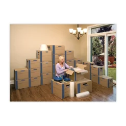 Clearance SmoothMove 12 in. x 24 in. x 10 in. Prime Moving/Storage Boxes with Lift-Off Lid - Small/Brown/Blue (8/Carton) Desk Accessories & Office Organizers