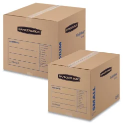 Sale SmoothMove 18 in. x 18 in. x 24 in. Basic Moving/Storage Boxes - Large, Brown/Blue (15/Carton) Desk Accessories & Office Organizers