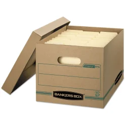 Online STOR/FILE 12.5 in. x 16.25 in. x 10.5 in. Basic-Duty Letter/Legal Storage Boxes - Kraft/Green (12/Carton) Desk Accessories & Office Organizers