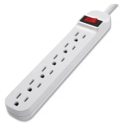 Hot 6 Outlets 3 ft. Cord Power Strip - White Office Electronics & Batteries