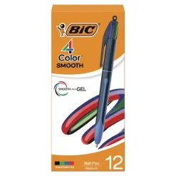 New 4-Color Smooth Medium 1 mm Retractable Ballpoint Pen - Multicolor (12/Pack) Pens, Pencils & Markers