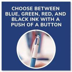 Discount Medium 1 mm Multi-Color Retractable Ballpoint Pen - Black/Blue/Green/Red Ink/Blue/White Barrel (12/Box) Pens, Pencils & Markers