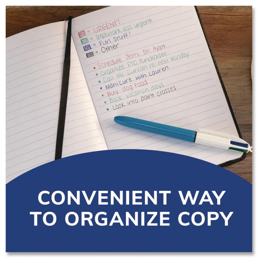 Discount Medium 1 mm Multi-Color Retractable Ballpoint Pen - Black/Blue/Green/Red Ink/Blue/White Barrel (12/Box) Pens, Pencils & Markers