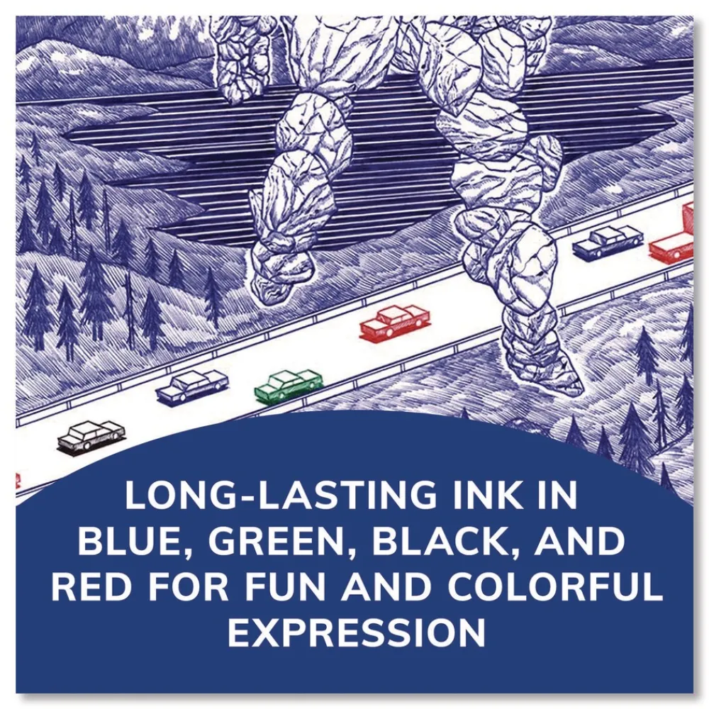 Discount Medium 1 mm Multi-Color Retractable Ballpoint Pen - Black/Blue/Green/Red Ink/Blue/White Barrel (12/Box) Pens, Pencils & Markers