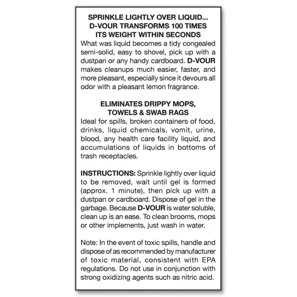 Sale 16 oz D-Vour Absorbent Powder - Lemon (6/Carton) Cleaning & Janitorial Supplies