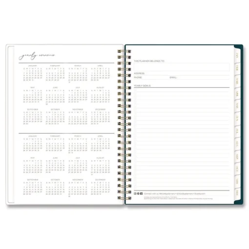 8.63 in. x 5.88 in. 12-Month (Jan to Dec): 2026 Life Note-It Dania Weekly/Monthly Planner - Floral Artwork, Teal/Pink/Blue Cover Paper & Printables