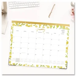Discount 22 in. x 17 in. 12-Month (Jan to Dec): 2026 Mimosa Monthly Desk Pad Calendar - Lemon Artwork, White/Yellow/Green Sheets Calendars & Planners
