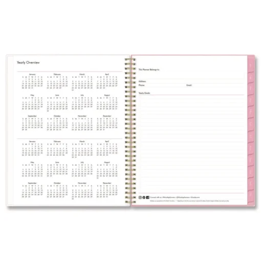 Discount 11 in. x 8.5 in. 12-Month (Jan to Dec): 2026 Mimi Pink Monthly Planner - Floral Artwork, Pink/Blue/Rose Cover Paper & Printables